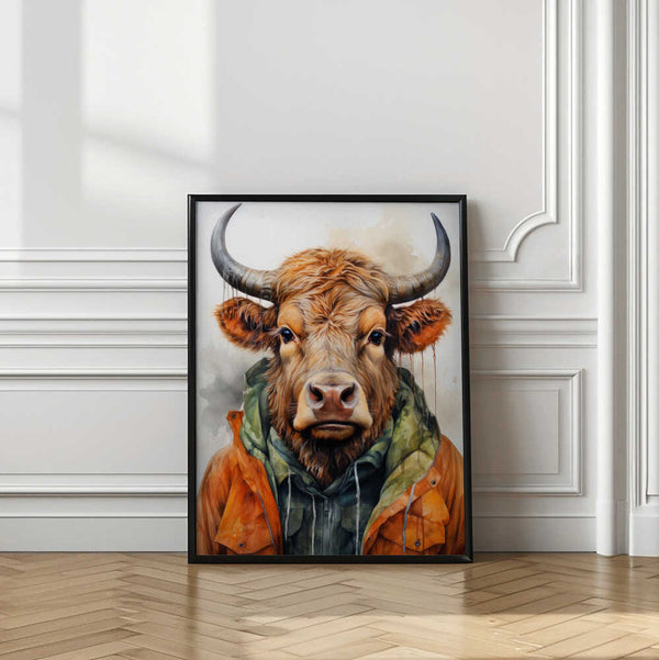 Tablou înramat „Buffalo Watercolor Animal Art (3)” de Justyna Jaszke