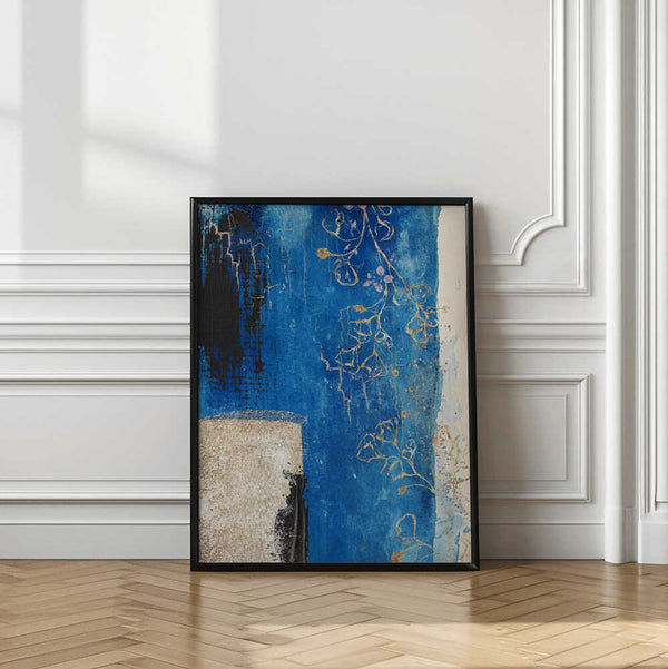 Tablou înramat „Denim Floral 3” de Sally Ann Moss