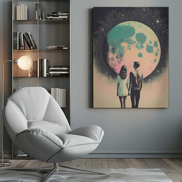 Tablou canvas „Lunar Lovers' Journey” de Treechild