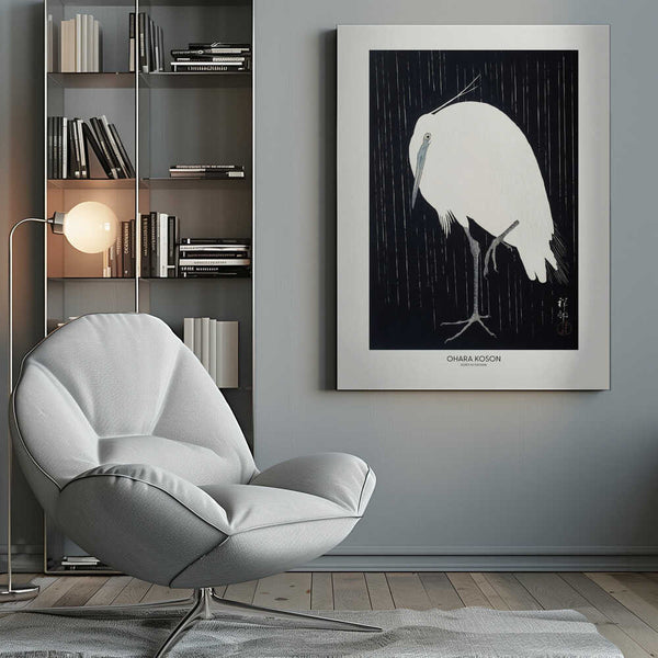 Tablou canvas „Egret In The Rain” de Ohara Koson