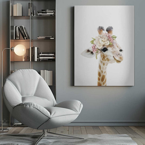 Tablou canvas „Floral Baby Giraffe” de Lola Peacock