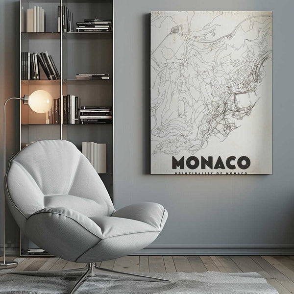 Tablou canvas „Monaco Vintage Travel Map” de Nicholas