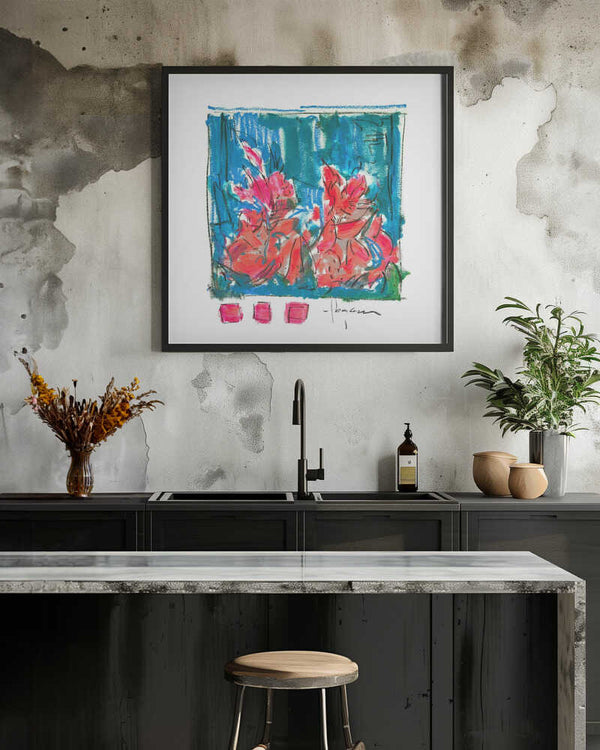 Tablou înramat „Pink Blossoms Abstract” de Dorothy Fagan