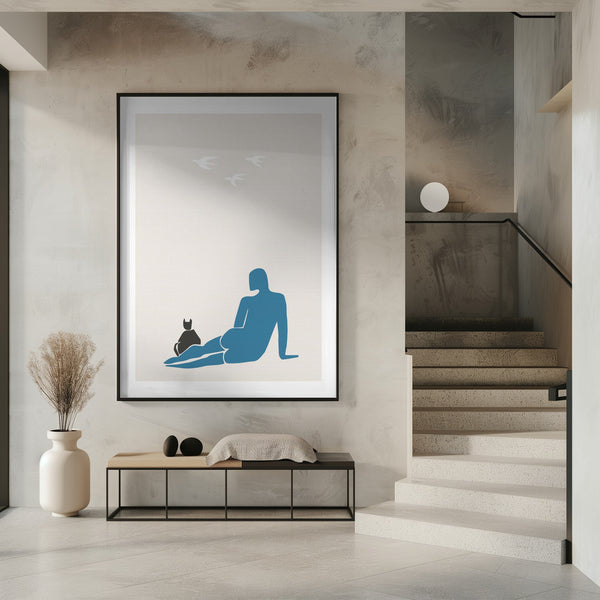 Tablou înramat „Woman and Cat” de Pictufy Studio II