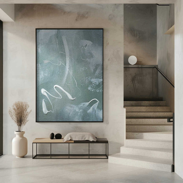 Tablou înramat „Green and White Acrylic” de uplusmestudio