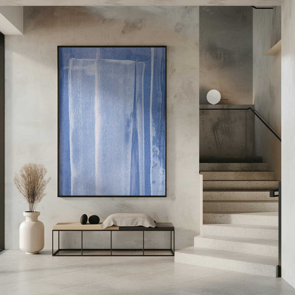 Tablou înramat „Blue With Vertical Brushstrokes” de uplusmestudio