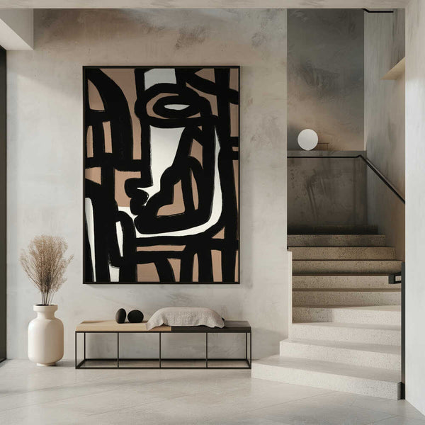 Tablou înramat „Geometric Shapes Against A Tan And White Background” de Little Dean