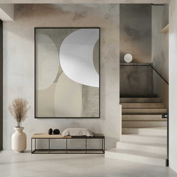 Tablou înramat „Black White Neutral Shapes 1” de cartissi