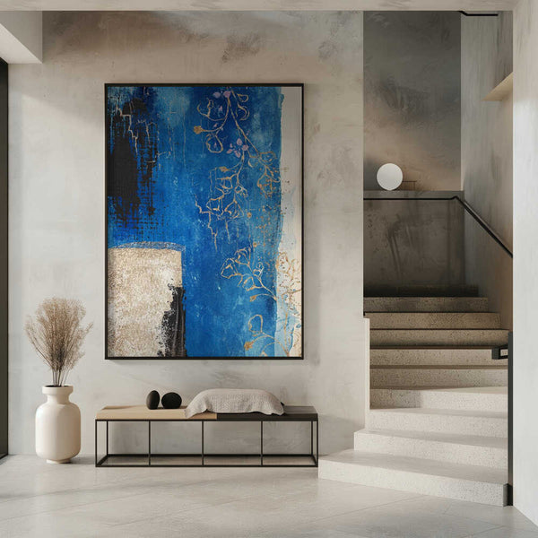 Tablou înramat „Denim Floral 3” de Sally Ann Moss