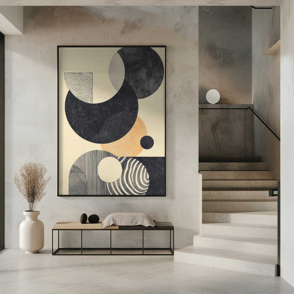 Tablou înramat „Geometric Art with Circles and Patterns” de Melloi Art Prints