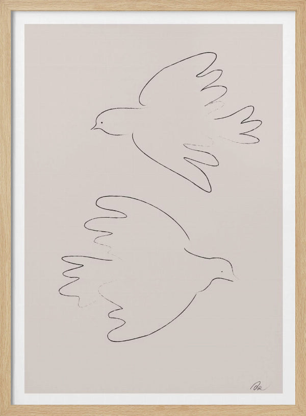 Tablou înramat „Two Doves” de Pictufy Studio II