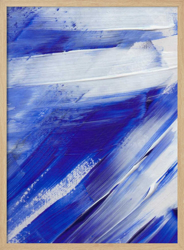 Tablou înramat „White and Blue Brushstrokes” de uplusmestudio