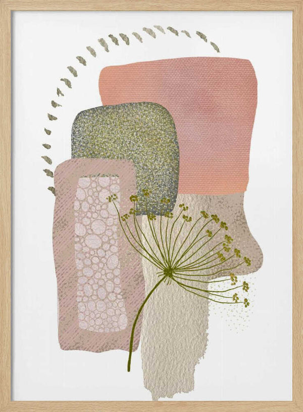 Tablou înramat „Delicate Pink and Green-1” de Sally Ann Moss