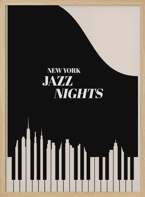 Tablou înramat „Jazz Nights Nyc Black” de Kubistika