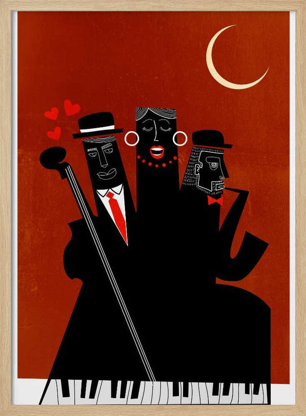 Tablou înramat „Singing Around the Christmas Tree” de Kubistika