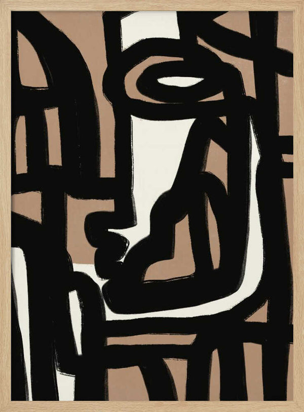 Tablou înramat „Geometric Shapes Against A Tan And White Background” de Little Dean