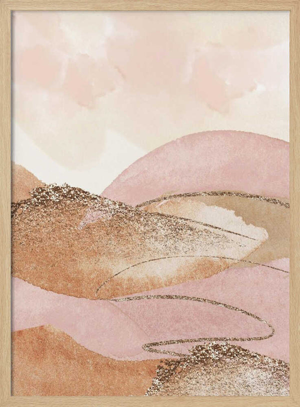 Tablou înramat „Landscape in pink-2” de Sally Ann Moss