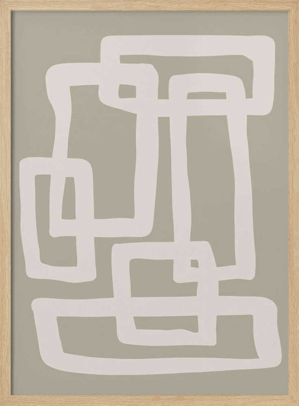 Tablou înramat „Sage Green Abstract Shapes” de Natasha Playell