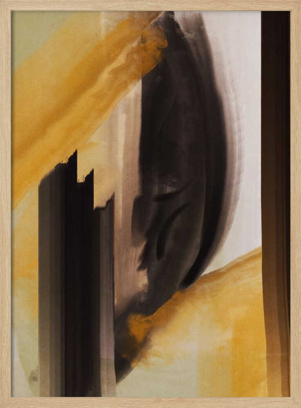 Tablou înramat „Dynamic Brushstrokes In Earthy Tones Of Black” de Little Dean