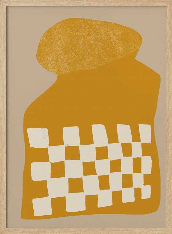 Tablou înramat „Golden Checkered Form” de THE MIUUS STUDIO