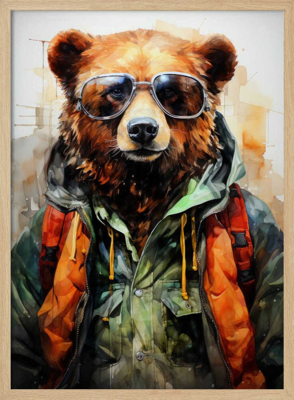 Tablou înramat „Bear Watercolor Animal Art (2)” de Justyna Jaszke