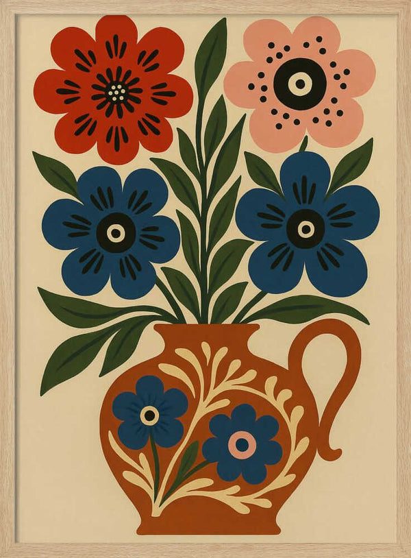 Tablou înramat „Floral Vase Delight” de Marianne Bassil