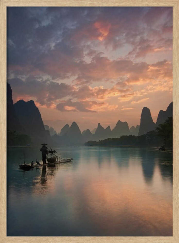 Tablou înramat „Li River Sunrise” de Yan Zhang