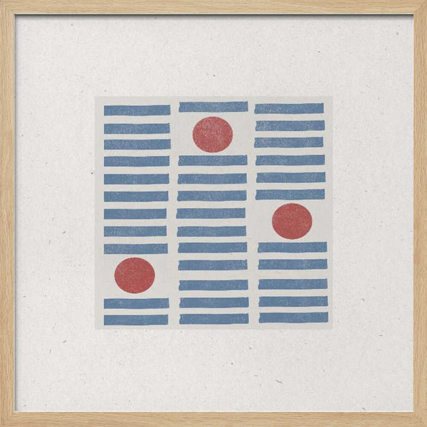 Tablou înramat „Red Circles, Blue Lines” de THE MIUUS STUDIO