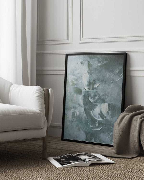 Tablou înramat „Green and White Acrylic” de uplusmestudio