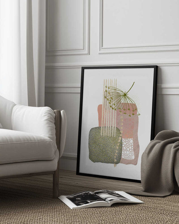 Tablou înramat „Delicate Pink and Green-3” de Sally Ann Moss