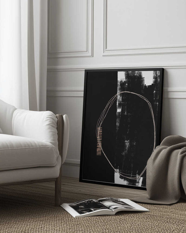 Tablou înramat „Abstract Black And White Artwork” de uplusmestudio