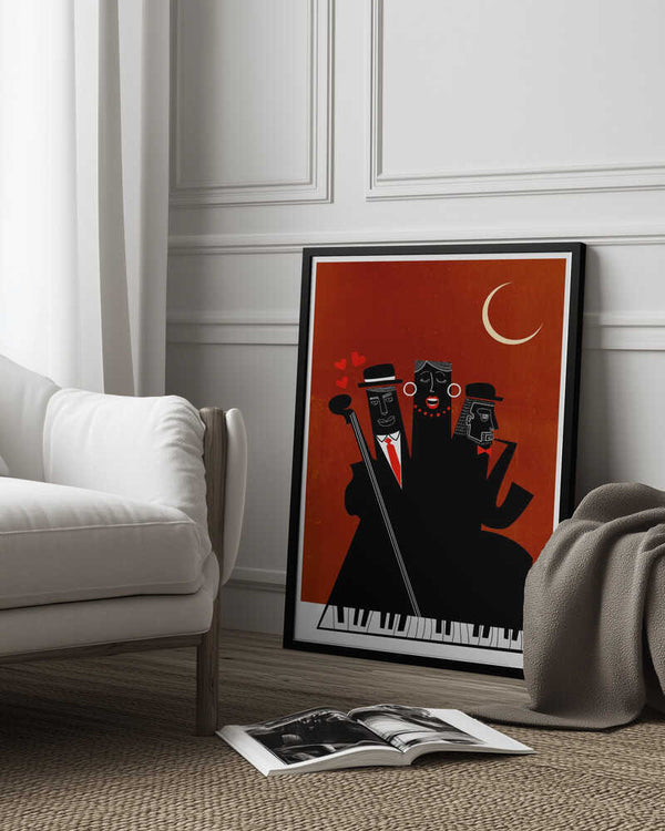 Tablou înramat „Singing Around the Christmas Tree” de Kubistika