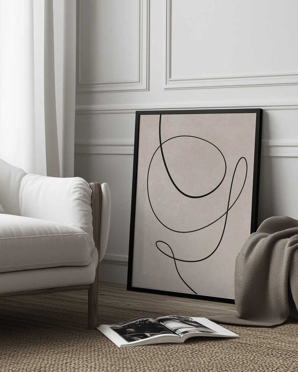 Tablou înramat „Minimal Line Art Abstract Drawing 01” de Little Dean