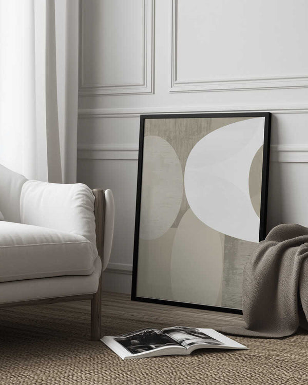 Tablou înramat „Black White Neutral Shapes 1” de cartissi