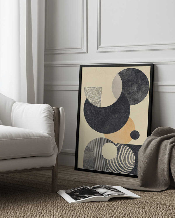 Tablou înramat „Geometric Art with Circles and Patterns” de Melloi Art Prints