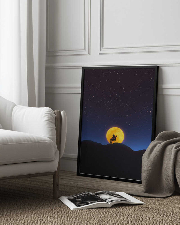 Tablou înramat „The Rider and the Moon” de Taudalpoi