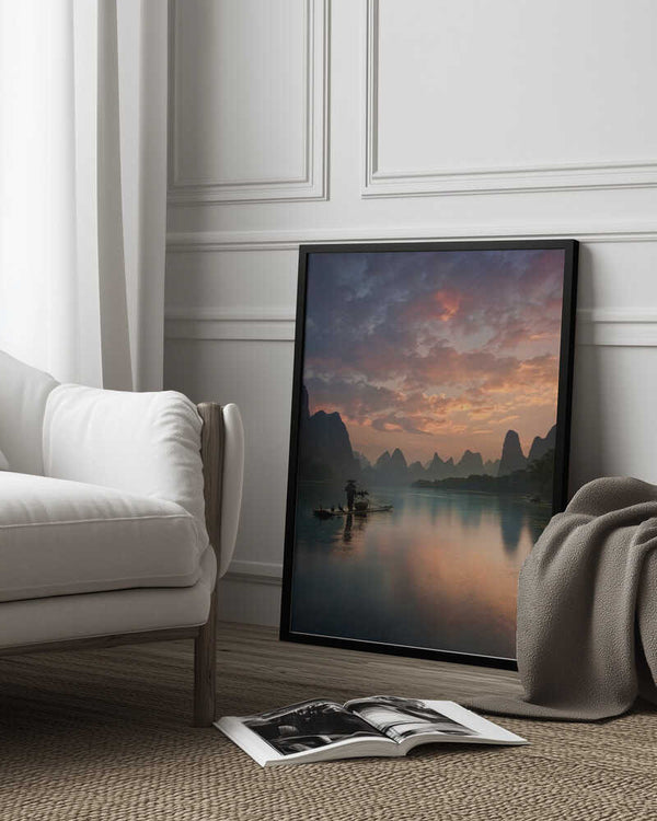 Tablou înramat „Li River Sunrise” de Yan Zhang