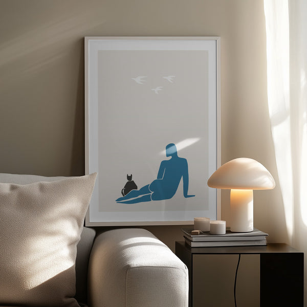 Tablou înramat „Woman and Cat” de Pictufy Studio II