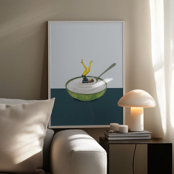 Tablou înramat „Yoga in my yogurt” de Maarten Léon