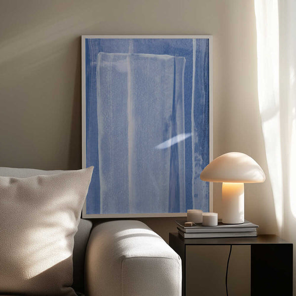 Tablou înramat „Blue With Vertical Brushstrokes” de uplusmestudio
