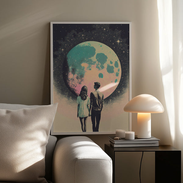 Tablou înramat „Lunar Lovers' Journey” de Treechild