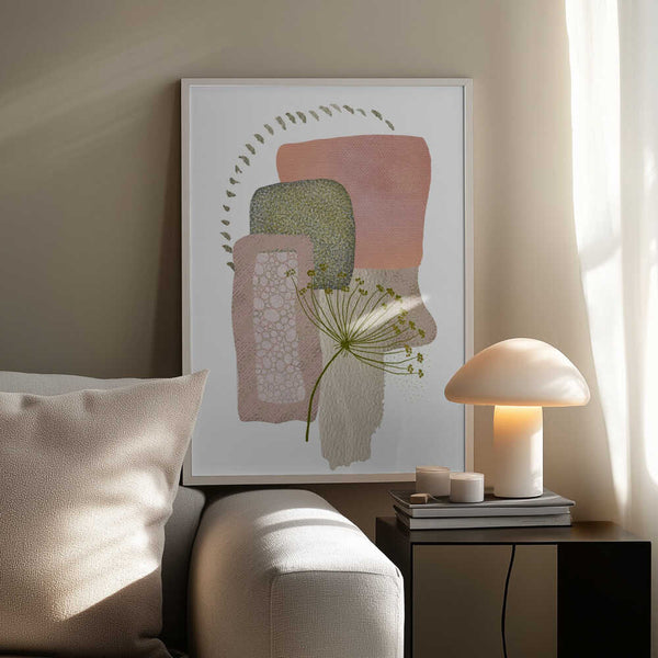 Tablou înramat „Delicate Pink and Green-1” de Sally Ann Moss