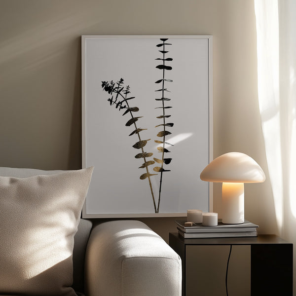 Tablou înramat „Eucalyptus Dark Gold” de Kubistika