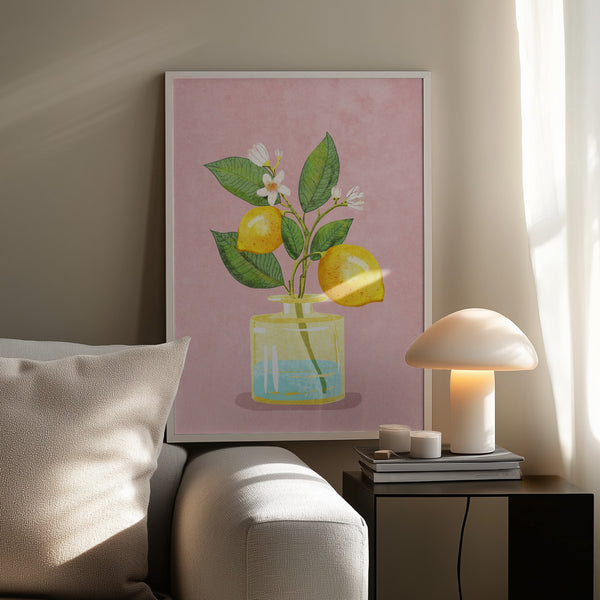 Tablou înramat „Lemon Bunch In Vase” de Raissa Oltmanns