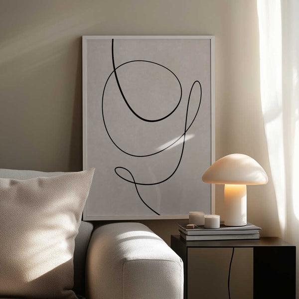 Tablou înramat „Minimal Line Art Abstract Drawing 01” de Little Dean