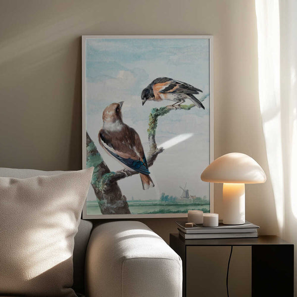 Tablou înramat „Two Birds Hawfinch” de Aert Schouman