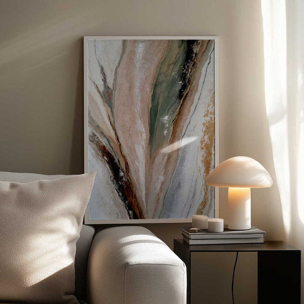 Tablou înramat „Flowing Patterns In Earth Tones And Green Hues” de Alpenglow Workshop