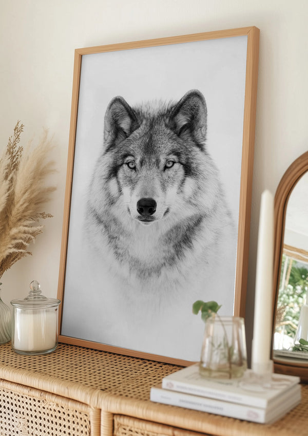 Tablou înramat „Portrait of a Timber Wolf” de Jim Cumming