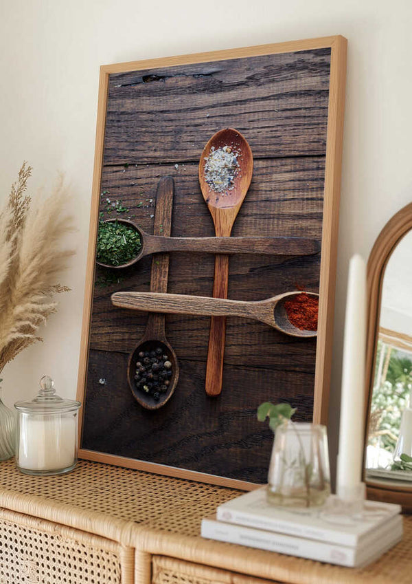 Tablou înramat „Wooden Spoons With Colorful Spices” de Karina Aleksandrova