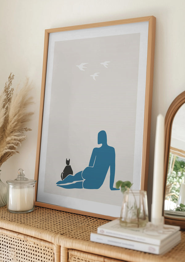 Tablou înramat „Woman and Cat” de Pictufy Studio II